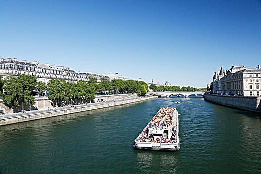巴黎,巴黎一区,赛纳河,巴黎新桥,船