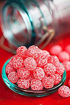 树莓糖果,盖子,甜,罐