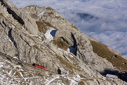 齿轨铁路,皮拉图斯,山脉,瑞士