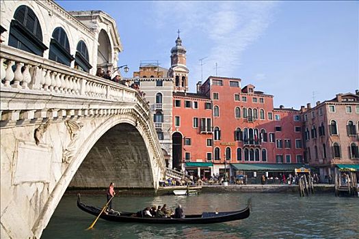 小船,大运河,里亚尔托桥,威尼斯,威尼托,意大利,欧洲