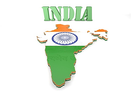 地图,插画,印度,旗帜