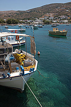 渔船,港口,锡罗斯岛,基克拉迪群岛,希腊