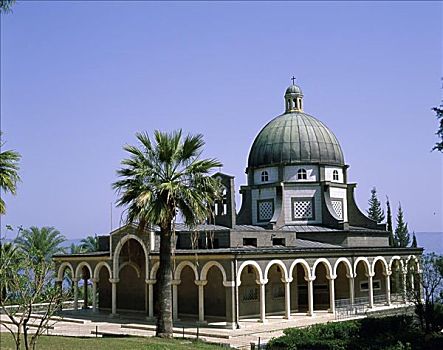 教堂,加利利海,以色列
