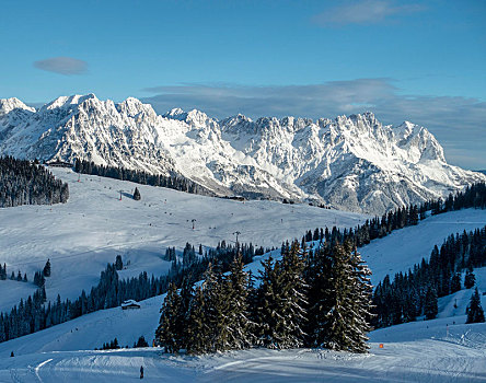 风景,滑雪区,山,山丘,提洛尔,奥地利,欧洲