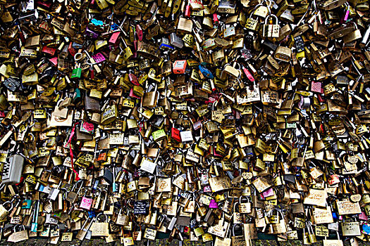 挂锁,喜爱,锁,艺术桥,桥,巴黎,法国,欧洲