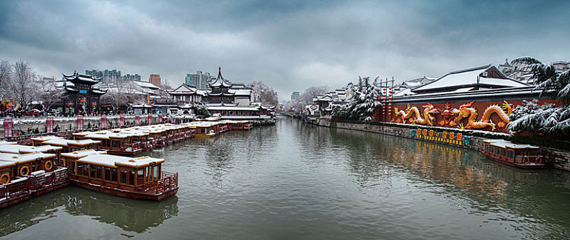 秦淮河雪景
