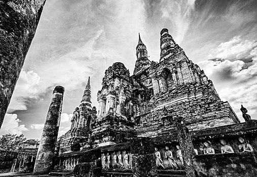寺院,黑白,彩色