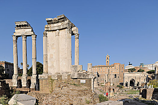 柱子,庙宇,双子座,罗马,古罗马广场,意大利,欧洲