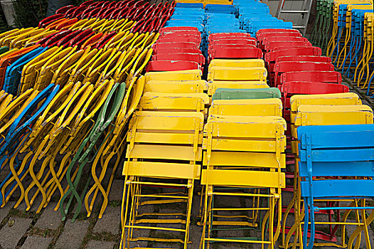 彩色,折叠,折叠椅,巴伐利亚,德国,欧洲