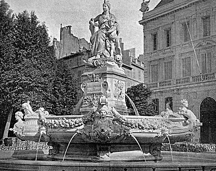 一个,喷泉,马赛,法国,历史,照片
