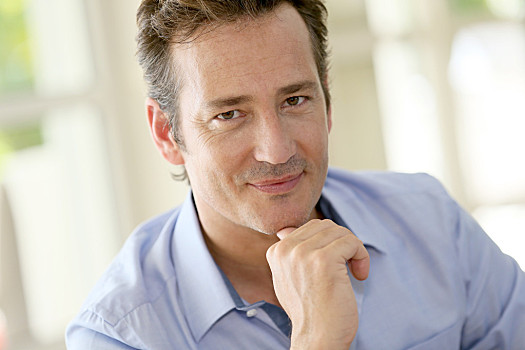 男人,坐,沙发,头像,一个,中年,手托下巴