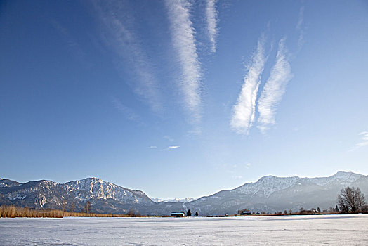 风景,上方,冬天,湖,靠近,巴伐利亚,德国