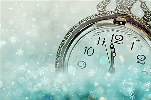 新年,午夜,老,钟表,星,雪花,假日