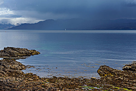 积雨云,上方,声音,苏格兰,海岸,靠近,斯凯岛,英国
