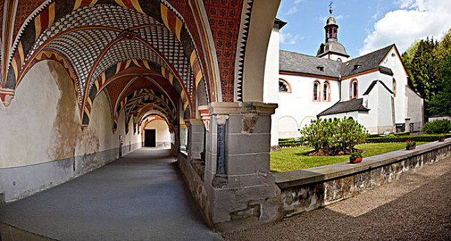 回廊,教堂,科布伦茨,莱茵兰普法尔茨州,德国,欧洲