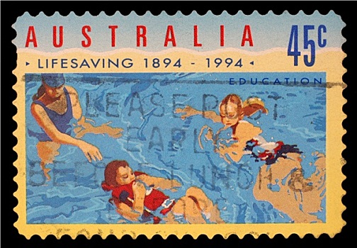 邮票,澳大利亚,人,水中,百年,条理