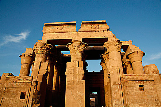 埃及,科昂波,日落,一对,庙宇,建造,朝代