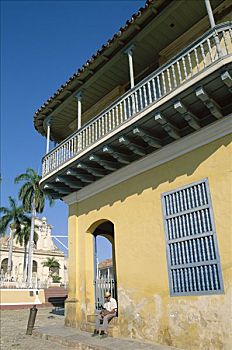 街景,殖民地,露台,特立尼达,古巴