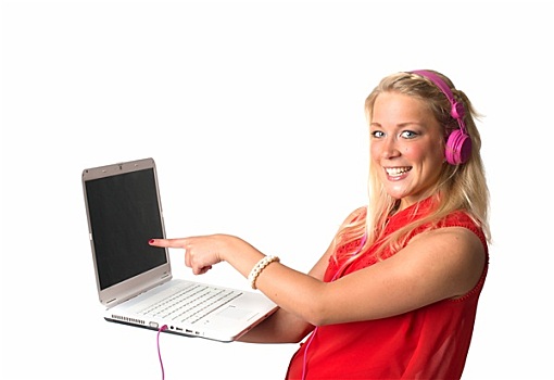 年幼,女人,笔记本电脑