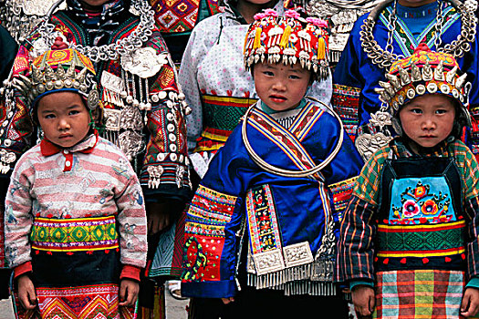 苗族,孩子,传统服装,贵州,省,中国