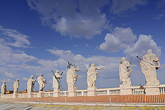 意大利,拉齐奥,罗马,梵蒂冈,露台,雕塑