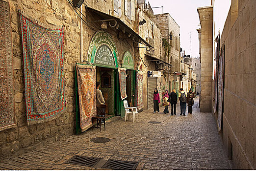 鹅卵石,人行道,耶路撒冷,以色列