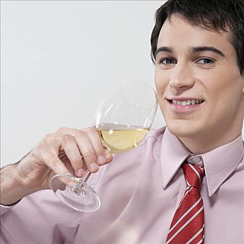 商务人士,喝,葡萄酒