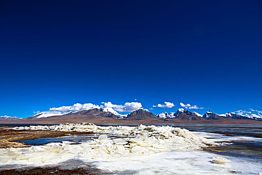 雪山下的湖泊