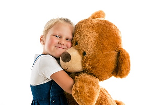 小女孩,大,泰迪熊