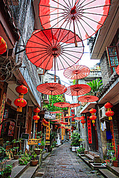 街道,商铺,红伞