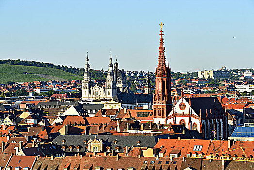 德国,巴伐利亚,上弗兰科尼亚,区域,风景,玛利恩堡,要塞,上方,中世纪城市,小教堂,圣母