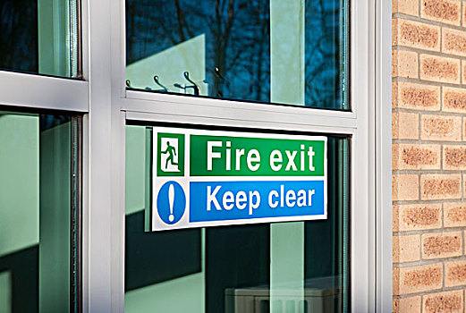 消防出口,清晰,标识,玻璃门