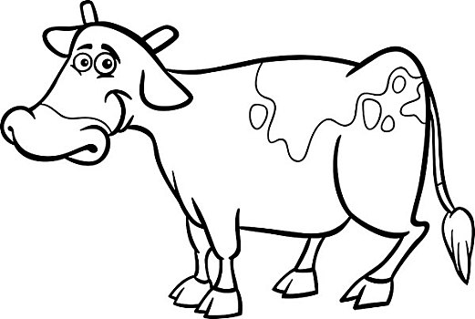 农场,母牛,卡通,上色画册