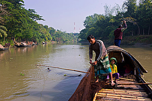 独特,捕鱼,鱼肉,水獭,孟加拉,亚洲