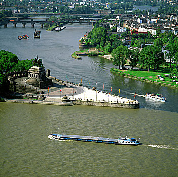 驳船,交汇,莱茵河,摩泽尔,河,科布伦茨,德国