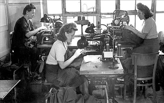 女人,工作,缝纫机,历史,照片