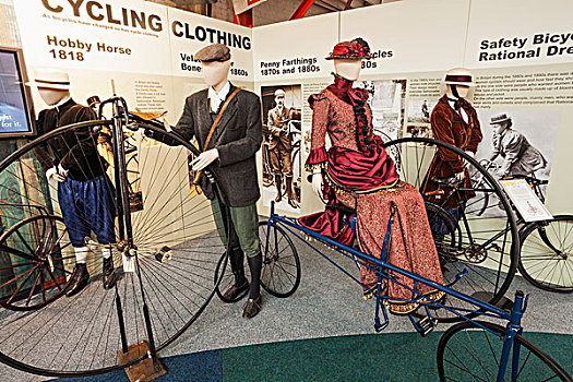 英格兰,沃里克郡,考文垂,运输,博物馆,展示,旧式,自行车