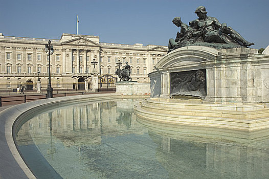 英格兰,伦敦,威斯敏斯特,看,上方,水,维多利亚,纪念,白金汉宫
