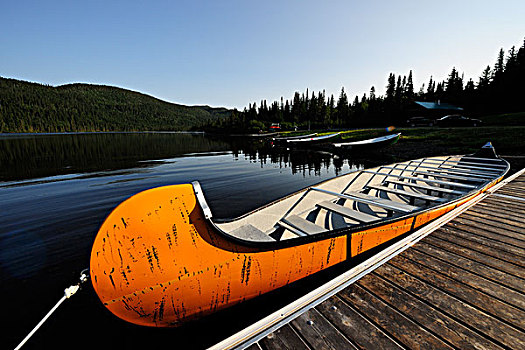 独木舟,码头,国家,公园,中间,山峦,加斯佩半岛,魁北克,加拿大