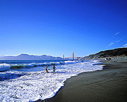 美国,加利福尼亚,旧金山,海滩,靠近,金门大桥
