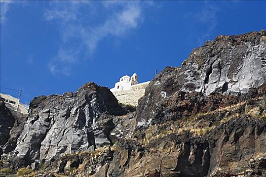 仰视,教堂,山,纳克索斯岛,基克拉迪群岛,希腊