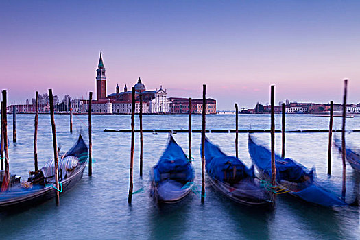 船,停泊,水,黄昏,威尼斯,意大利