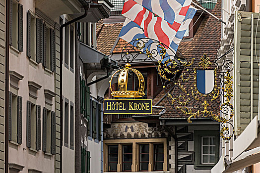 酒店,老城,琉森湖,瑞士