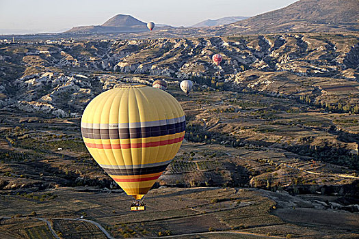 热气球,上方,卡帕多西亚,中安那托利亚,区域,土耳其,亚洲