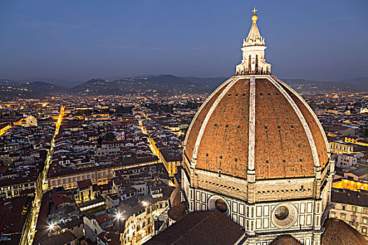 佛罗伦萨大教堂,圆顶,历史,中心,黄昏,佛罗伦萨,托斯卡纳,意大利,欧洲