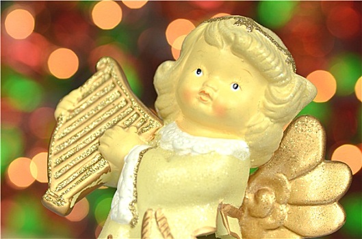 圣诞装饰,天使,玩,竖琴,背景