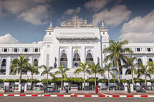 仰光,市政厅,缅甸,建筑,样板
