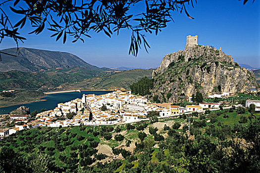 西班牙,安达卢西亚,摩尔风格,塔,栖息,高处,传统,白色,乡村