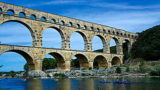 加尔桥,罗马水道,世界遗产,朗格多克-鲁西永大区,法国,欧洲
