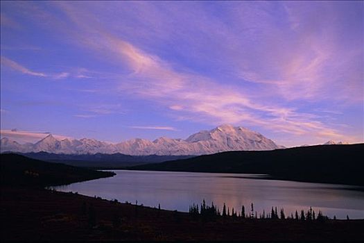麦金立山,山脉,旺湖,阿拉斯加,德纳里国家公园,秋天